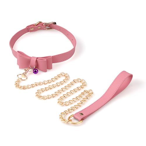 Kutocesy Rosa BDSM Halsband mit Abnehmbarer Leine Verstellbares PU Leder Sexhalsbänder für Frauen Cosplay Party Zubehör Kutocesy Rosa BDSM Halsband mit Abnehmbarer Leine Verstellbares PU Leder Sexhalsbänder für Frauen Cosplay Party Zubehör von Kutocesy