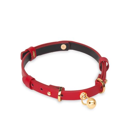 Kutocesy Verstellbares Lederhalsband mit 925 Silber Glocke BDSM Halskette für Damen in Schwarz Rot Pink geeignet für Rollenspiele und Modeaccessoires (BLACK) von Kutocesy