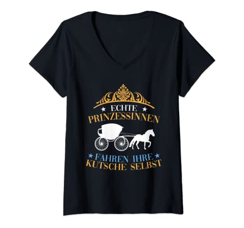 Damen Kutscherin Kutschieren Kutscher Pferdekutsche Damen Frauen T-Shirt mit V-Ausschnitt Damen Kutscherin Kutschieren Kutscher Pferdekutsche Damen Frauen T-Shirt mit V-Ausschnitt von Kutsche, Kutschenfahrer & Kutscher Geschenke