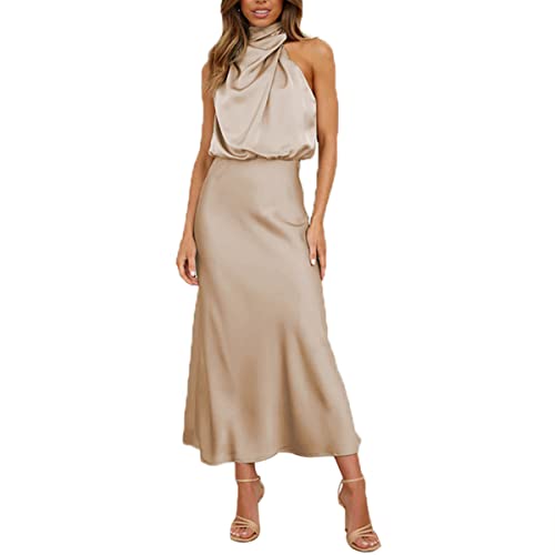 Kuukaas Abendkleid Damen Satin Cocktailkleid Damen Lang Satin Kleid Damen Elegant Festliche Kleider Ärmellos Für Damen Sommerkleid Damen Elegant Beige XL Kuukaas Abendkleid Damen Satin Cocktailkleid Damen Lang Satin Kleid Damen Elegant Festliche Kleider Ärmellos Für Damen Sommerkleid Damen Elegant Beige XL von Kuukaas