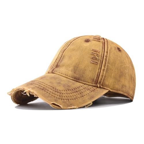 Kuukaas Baseball Cap Herren Damen Gelb Baseball Cap Vintage Basecap Damen Herren Sommer Baseballkappe Herren Damen Verstellbar für Outdoor Sport von Kuukaas