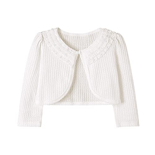 Kuukaas Bolero Mädchen Festlich Langarm Bolero Creme Mädchen Kommunion Strickjacke Mädchen Sommer Festliche Jacke Zum Kleid Mädchen 130 von Kuukaas