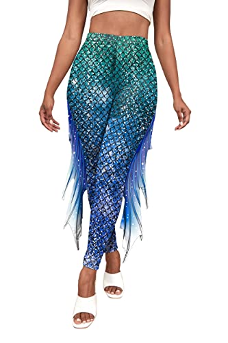 Kuukaas Halloween Kostüm Damen Meerjungfrau Halloween Bekleidung Damen Meerjungfrau Outfit Damen Mermaid Leggings Damen L von Kuukaas