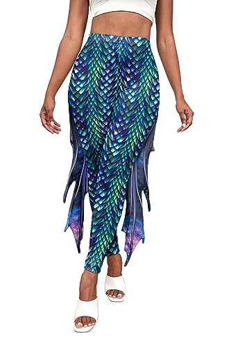 Kuukaas Halloween Kostüm Damen Meerjungfrau Halloween Bekleidung Damen Meerjungfrau Outfit Damen Mermaid Leggings Damen L von Kuukaas