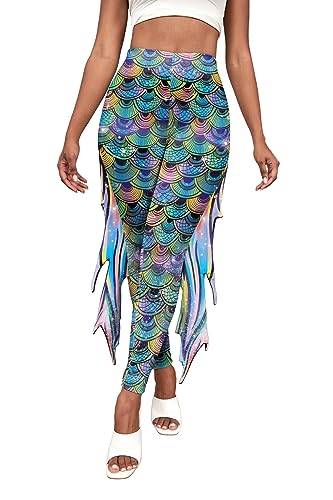 Kuukaas Halloween Kostüm Damen Meerjungfrau Halloween Bekleidung Damen Meerjungfrau Outfit Damen Mermaid Leggings Damen L von Kuukaas