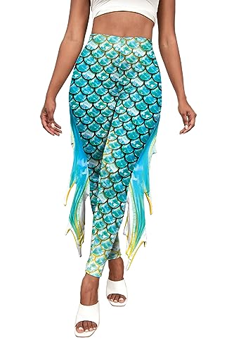 Kuukaas Halloween Kostüm Damen Meerjungfrau Halloween Bekleidung Damen Meerjungfrau Outfit Damen Mermaid Leggings Damen L von Kuukaas