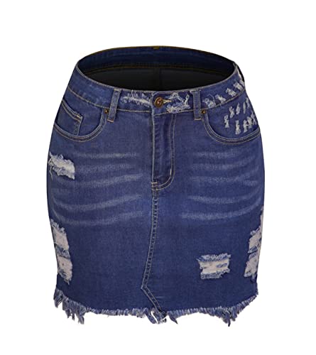 Kuukaas Jeansrock Kurz Damen Sommer Jeansrock Blau Minirock Sommerrock Damen mit Tasche Rock Damen Sommer Hohe Taille L von Kuukaas