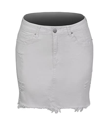 Kuukaas Jeansrock Kurz Damen Sommer Weiß Minirock Sommerrock Mit Tasche Hohe Taille M von Kuukaas