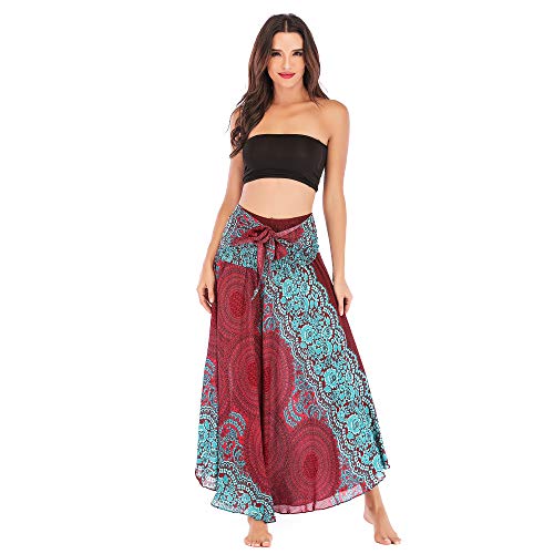 Kuukaas Maxirock Damen Boho Sommer Strandkleid Damen Blumen Maxi Hippie Rock Damen Lang Boho Kleid Damen Sommer von Kuukaas