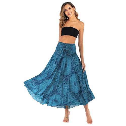 Kuukaas Maxirock Damen Boho Sommer Strandkleid Damen Blumen Maxi Hippie Rock Damen Lang Boho Kleid Damen Sommer von Kuukaas