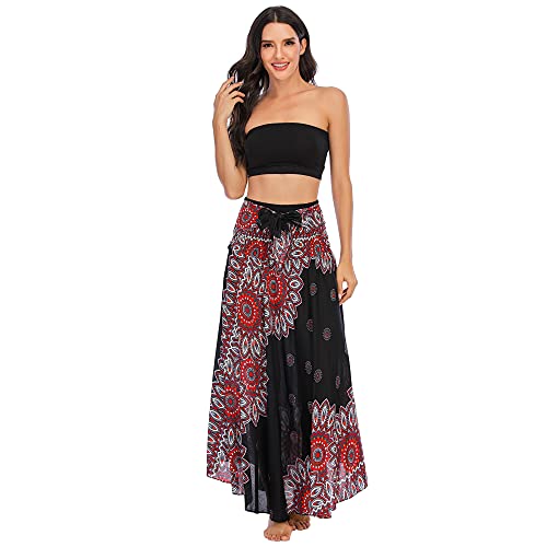 Kuukaas Maxirock Damen Boho Sommer Strandkleid Damen Blumen Maxi Hippie Rock Damen Lang Boho Kleid Damen Sommer von Kuukaas