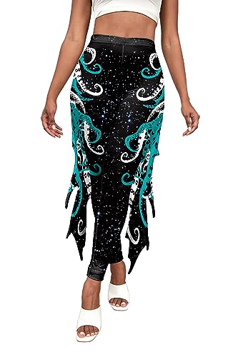 Kuukaas Meerjungfrau Kostüm Damen Meerjungfrau Leggings Damen Push Up Halloween Kostüm Damen Mermaid Leggings Damen S von Kuukaas