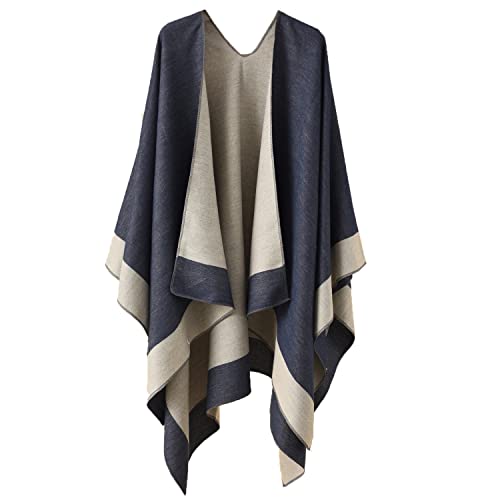 Kuukaas Damen Poncho Winter Kaschmir Schal Warm Strick Ponchos & Capes Decke Wrap Open Front Herbst Mantel von Kuukaas