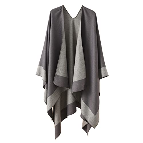 Kuukaas Poncho Damen Winter Kaschmir Schal Damen Warm Strick Ponchos & Capes für Damen Decke Schal Wrap Poncho Open Front Herbst Mantel Damen von Kuukaas