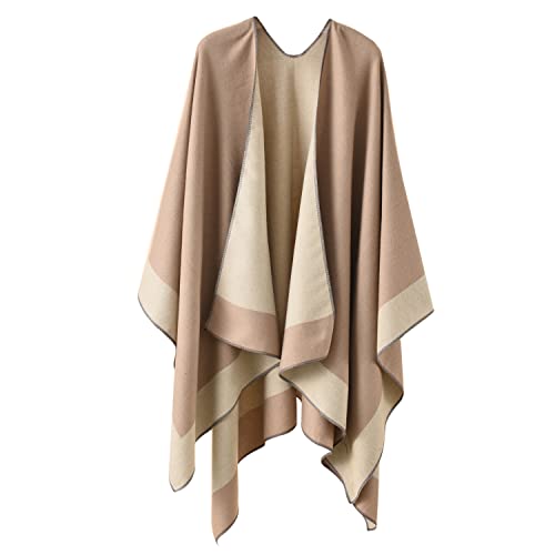 Kuukaas Damen Poncho Winter Kaschmir Schal Warm Strick Ponchos & Capes Decke Wrap Open Front Herbst Mantel von Kuukaas