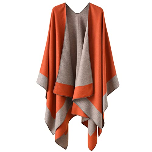 Kuukaas Poncho Damen Winter Kaschmir Schal Damen Warm Strick Ponchos & Capes für Damen Decke Schal Wrap Poncho Open Front Herbst Mantel Damen von Kuukaas