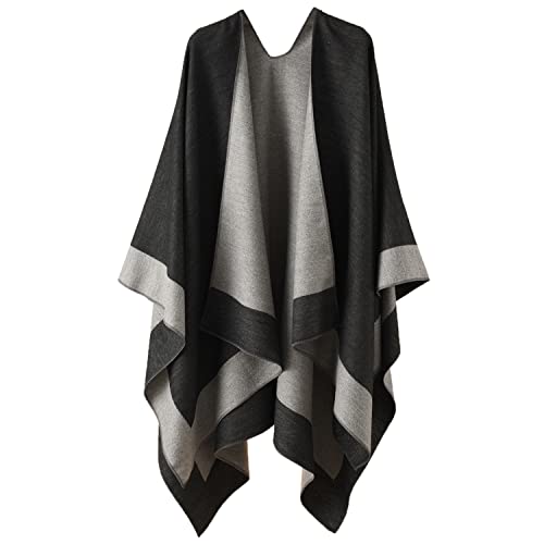 Kuukaas Poncho Damen Winter Kaschmir Schal Damen Warm Strick Ponchos & Capes für Damen Decke Schal Wrap Poncho Open Front Herbst Mantel Damen von Kuukaas