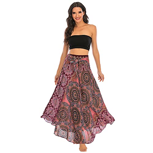 Kuukaas Sommerrock Damen Lang Strandrock Damen Sommer Maxirock Damen Boho Hohe Taille Hippie Rock Damen Lang von Kuukaas