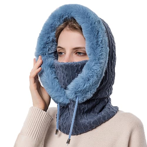 Kuukaas Sturmhaube Damen Winter Ski 2 In 1 Mütze Damen Winter & Schal Balaclava Damen Strick Kopfbedeckung Damen Winter Frauen von Kuukaas