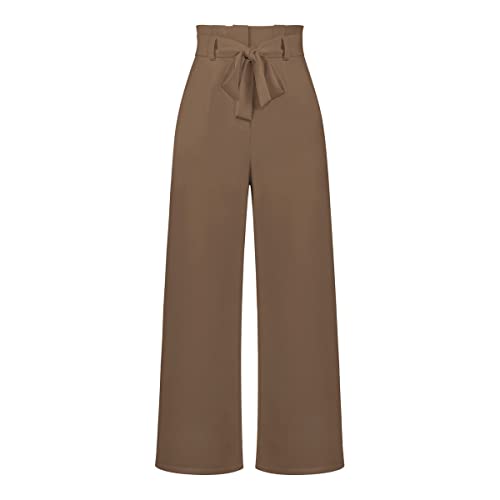 Kuukaas Weite Hose Damen Elegant Sommer Anzughose Khaki High Waist Weites Bein Stoffhose Business Wide Leg XL Kuukaas Weite Hose Damen Elegant Sommer Anzughose Khaki High Waist Weites Bein Stoffhose Business Wide Leg XL von Kuukaas