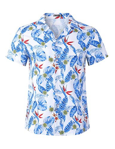 Kuulee Hawaii Hemd Männer Hawaii Hemden Hawaiihemd Sommer Kurzarm Aloha Hemd Herren Freizeithemd Strand Casual,Hawaii Hemd Herren Blumen-Blau02 S von Kuulee