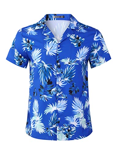 Kuulee Hawaii Hemd Männer Hawaii Hemden Hawaiihemd Sommer Kurzarm Aloha Hemd Herren Freizeithemd Strand Casual,Hawaii Hemd Herren Blumen-Blau04 S von Kuulee