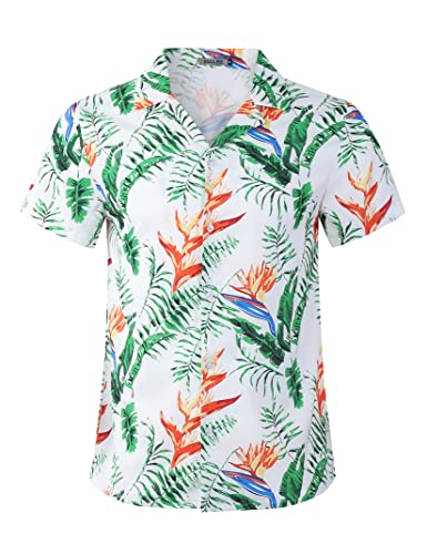 Kuulee Hawaii Hemd Männer Hawaii Hemden Hawaiihemd Sommer Kurzarm Aloha Hemd Herren Freizeithemd Strand Casual,Hawaii Hemd Herren Blumen-Grün01 L von Kuulee