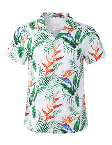 Kuulee Hawaii Hemd Männer Hawaii Hemden Hawaiihemd Sommer Kurzarm Aloha Hemd Herren Freizeithemd Strand Casual,Hawaii Hemd Herren Blumen-Grün01 XL von Kuulee
