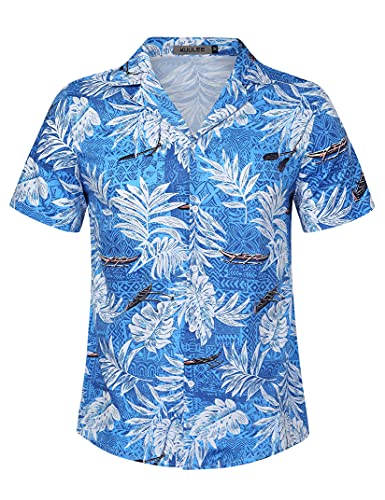 Kuulee Hawaii Hemd Männer Hawaii Hemden Hawaiihemd Sommer Kurzarm Aloha Hemd Herren Freizeithemd Strand Casual,Hawaii Hemd Herren Blumen-Himmelblau01 L von Kuulee