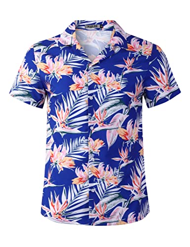 Kuulee Hawaii Hemd Männer Hawaii Hemden Hawaiihemd Sommer Kurzarm Aloha Hemd Herren Freizeithemd Strand Casual,Hawaii Hemd Herren Blumen-Marine L von Kuulee