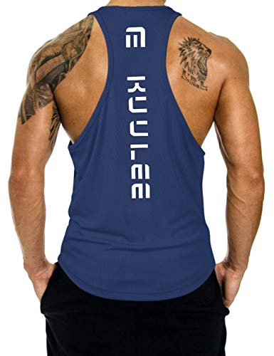 Kuulee Herren Tank Top Stringer Fitness Sportshirt Schnell Trocknende Funktionelle Trainingsshirt Muskelshirt für Training Gym Fitness & Bodybuilding Dunkelblau-1PCS S von Kuulee