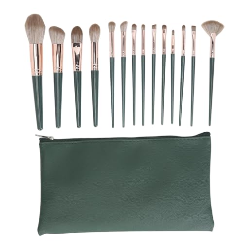 14-teiliges Make-up-Pinsel-Set, Tragbare Kosmetik-Werkzeuge, Puder, Concealer, Rouge-Pinsel, Lidschatten, Rouge-Set Mit Grüner Aufbewahrungstasche, Synthetischer Kosmetikpinsel Für Hochzeit, Weihnacht von Kuuleyn