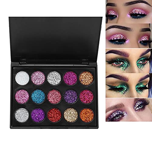 Lidschatten Palette, 15 Farben Wasserdichte Glitzer-Lidschatten-Palette Lidschatten Langanhaltend Mischbar Make up Lidschatten Für Urlaubs und Alltags Make Up von Kuuleyn