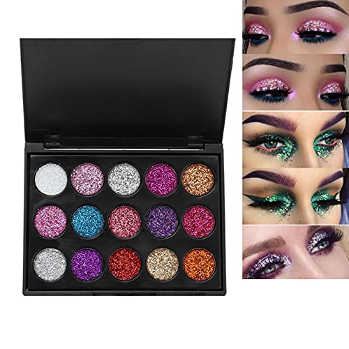 Lidschattenpalette,Augen Make-up Palette 15 Farben Lidschatten Palette Wasserdicht Glitzer Lidschatten Glänzend Kosmetik Puder Langlebig Mischbar Natürliche Farben Make Up von Kuuleyn