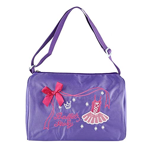 Kuuleyn Balletttasche Mädchen, Ballett Tasche Für Mädchen, Große Kapazität Verstellbar Für Kinder Balletttasche Kinder Tanz Rucksack Bestickte Ballett Nylon Stoff Tasche(Violett) von Kuuleyn