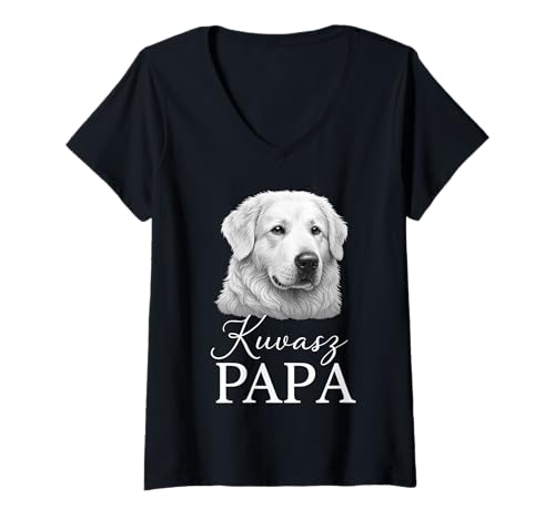 Damen Kuvasz Papa T-Shirt mit V-Ausschnitt Damen Kuvasz Papa T-Shirt mit V-Ausschnitt von Kuvasz Dog