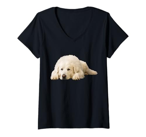 Damen Kuvasz T-Shirt mit V-Ausschnitt Damen Kuvasz T-Shirt mit V-Ausschnitt von Kuvasz Dog