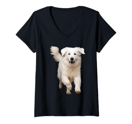 Damen Kuvasz T-Shirt mit V-Ausschnitt Damen Kuvasz T-Shirt mit V-Ausschnitt von Kuvasz Dog