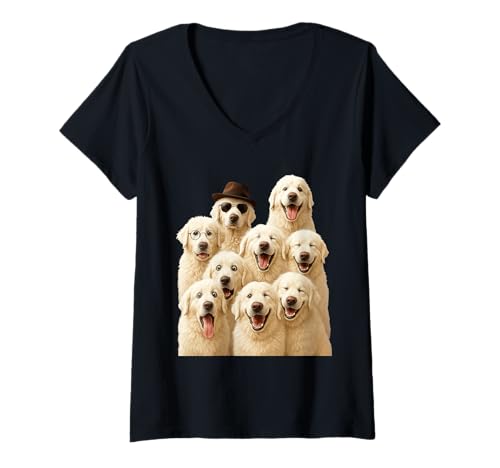 Damen Kuvasz T-Shirt mit V-Ausschnitt Damen Kuvasz T-Shirt mit V-Ausschnitt von Kuvasz Dog