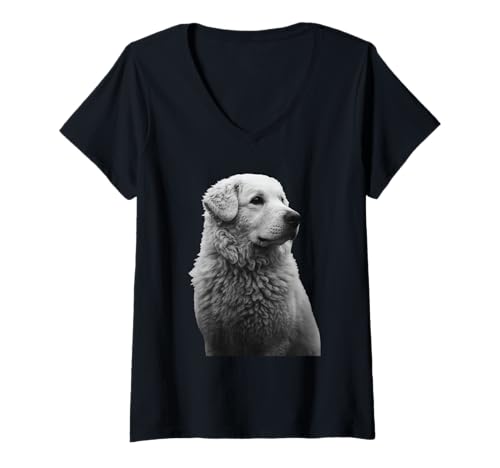 Damen Kuvasz T-Shirt mit V-Ausschnitt Damen Kuvasz T-Shirt mit V-Ausschnitt von Kuvasz Dog