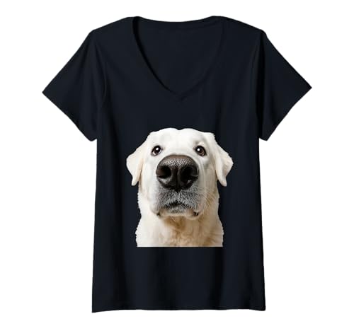 Damen Kuvasz T-Shirt mit V-Ausschnitt Damen Kuvasz T-Shirt mit V-Ausschnitt von Kuvasz Dog