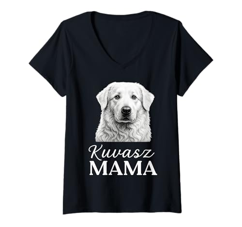 Damen Kuvasz Mama T-Shirt mit V-Ausschnitt Damen Kuvasz Mama T-Shirt mit V-Ausschnitt von Kuvasz Mom