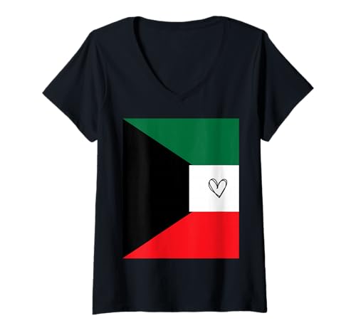 Damen Kuwait-Flagge, Kuwaitisches Herz, stolzer Nationalfeiertag T-Shirt mit V-Ausschnitt Damen Kuwait-Flagge, Kuwaitisches Herz, stolzer Nationalfeiertag T-Shirt mit V-Ausschnitt von Kuwait Flag Kuwaiti Proud National Day Gifts Idea
