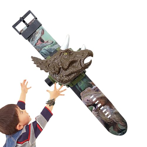 Kuxiptin Dinosaurier-3D-Projektor-Uhr-Spielzeug | 24 Muster Dinosaurier Projektor Uhren Spielzeug | Elektronische Kinderuhr für Kinder, Kleinkinder von Kuxiptin
