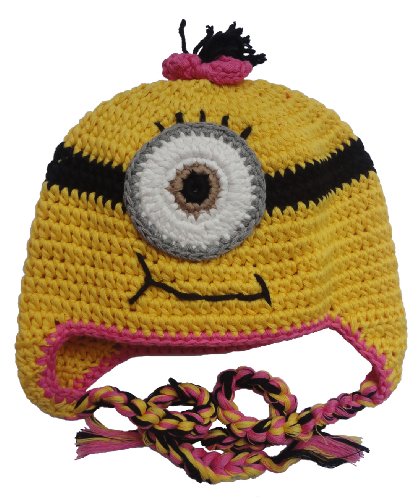 Kinder Mütze Kids Warm Minion Cap für Mädchen Jungen, Gelb - Pink, one size von KUYOU