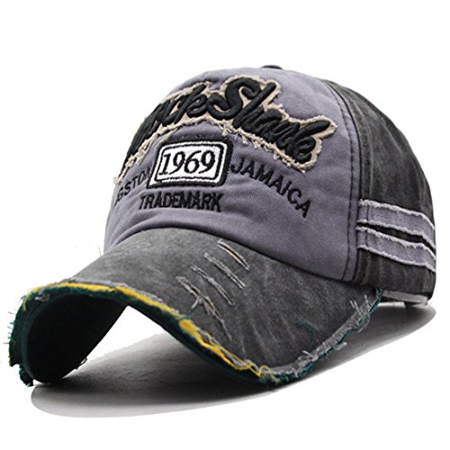 Kuyou Distressed Basecap Snapback Outdoor Baseball Kappe Mütze (Schwarz) von KUYOU