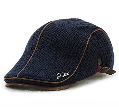 Kuyou Flatcap Schildmütze Herren Schieber sportcap Kappe Mit Schirm (Dunkelblau) von KUYOU