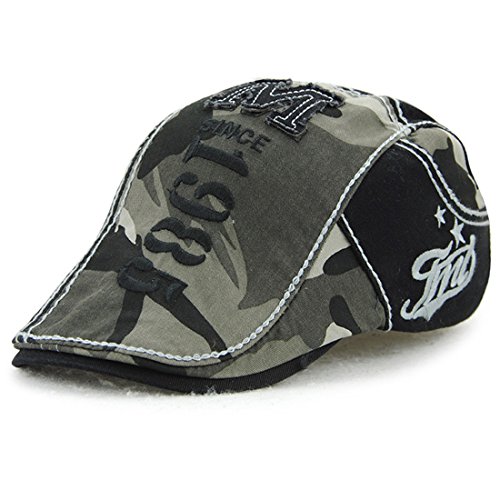 Kuyou Gatsby Schirmmütze Kappe Sportmütze Newsboy Camouflage Flat Cap (Dunkelgrau) von KUYOU