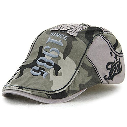 Kuyou Gatsby Schirmmütze Kappe Sportmütze Newsboy Camouflage Flat Cap (Hellgrau) von KUYOU