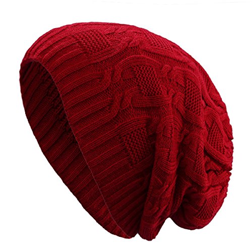 Kuyou Long Slouch Beanie Damen Warm Winter Strickmütze (Bordeaux) von KUYOU